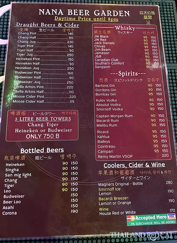 Bangkok Girly Bar Drink Prices