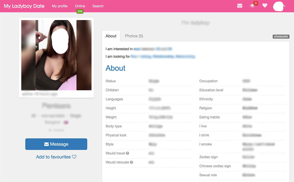 My Ladyboy Date Profile Page